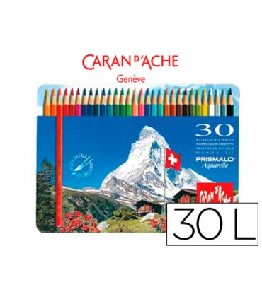 Lapices de colores caran d ache acuarelables caja metalica de 30 colores surtidos