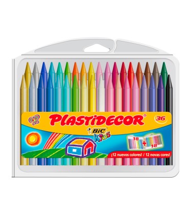 Lapices cera plastidecor caja de 36 colores surtidos