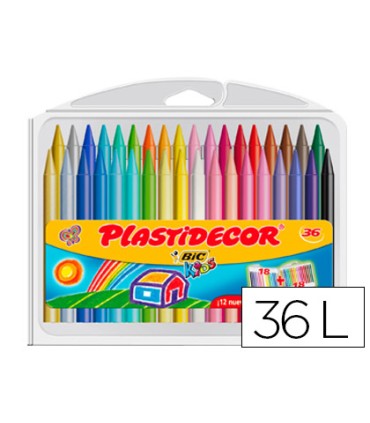 Lapices cera plastidecor caja de 36 colores surtidos