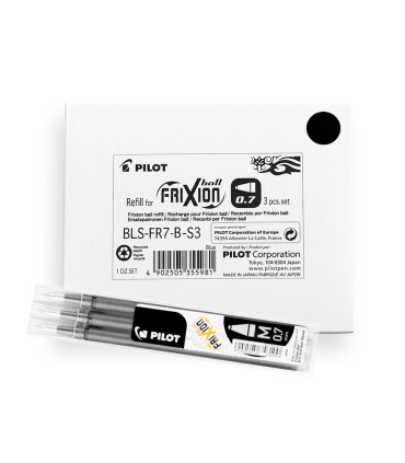 Recambio boligrafo pilot frixion ball negro caja de 3 unidades