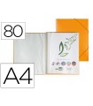 Carpeta liderpapel escaparate con espiral 80 fundas polipropileno din a4 naranja