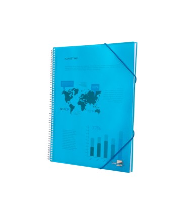 Carpeta liderpapel escaparate con espiral 80 fundas polipropileno din a4 azul