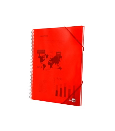 Carpeta liderpapel escaparate con espiral 60 fundas polipropileno din a4 rojo