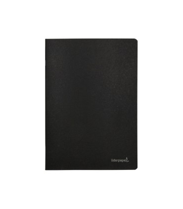 Libreta liderpapel tapa negra a5 80 hojas 60g m2 cuadro 5mm con doble margen