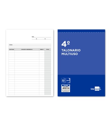 Talonario liderpapel multiusos cuarto original y copia t299