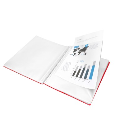 Carpeta liderpapel escaparate con espiral 40 fundas polipropileno din a4 rojo