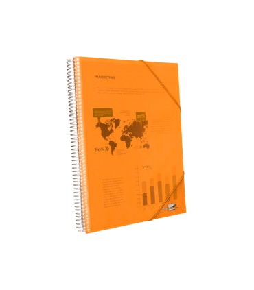 Carpeta liderpapel escaparate con espiral 10 fundas polipropileno din a4 naranja