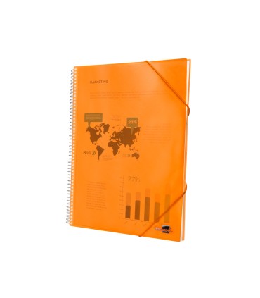 Carpeta liderpapel escaparate con espiral 10 fundas polipropileno din a4 naranja