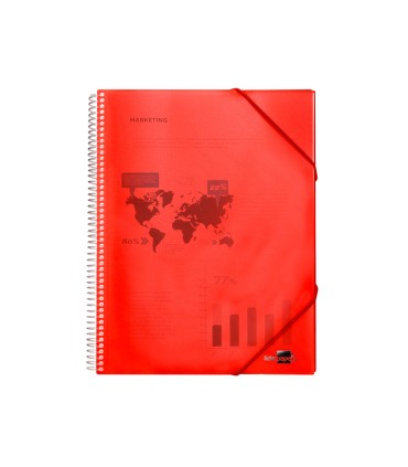 Carpeta liderpapel escaparate con espiral 10 fundas polipropileno din a4 rojo