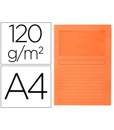 Subcarpeta cartulina q connect din a4 naranja con ventana transparente 120 g m2