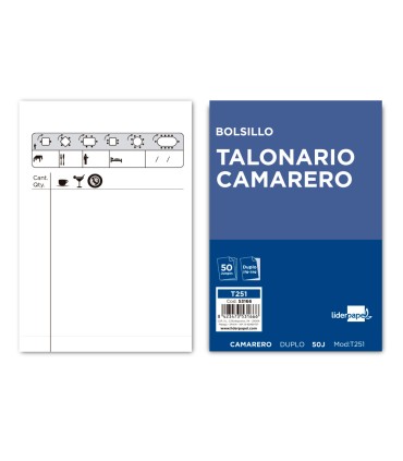 Talonario liderpapel camarero bolsillo original y copia t251 zig zag