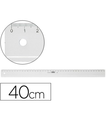 Regla mr 40 cm plastico transparente