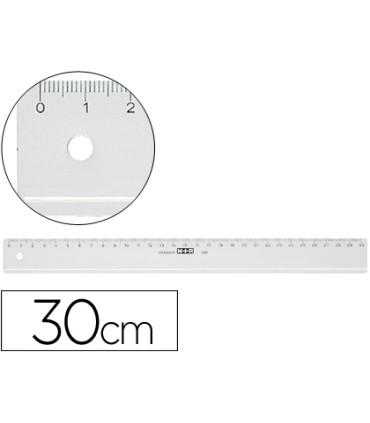 Regla mr 30 cm plastico transparente