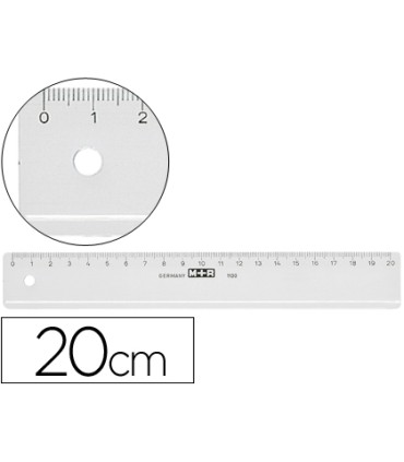 Regla mr 20 cm plastico transparente