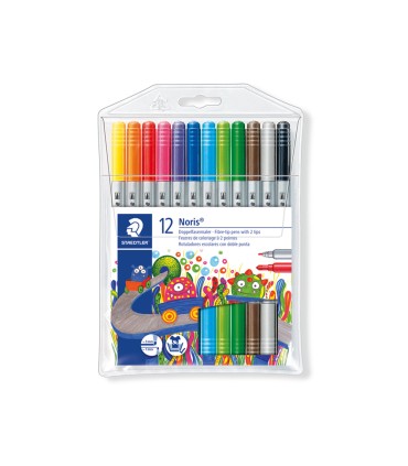 Rotulador staedtler noris club doble punta caja de 12 unidades colores surtidos