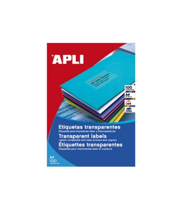 Etiqueta adhesiva apli translucidas 1225 tamano 210x297 mm fotocopiadora laser caja con 20 etiquetas