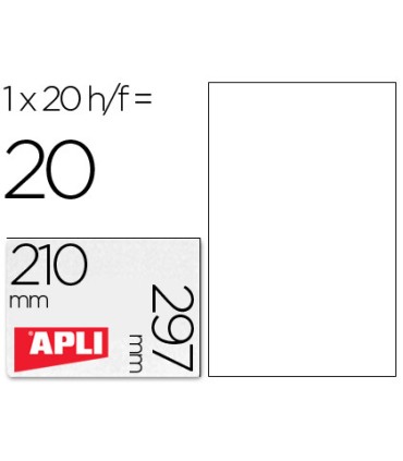 Etiqueta adhesiva apli translucidas 1225 tamano 210x297 mm fotocopiadora laser caja con 20 etiquetas