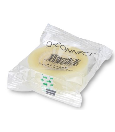 Cinta adhesiva q connect transparente 33 mt x 19 mm encelofanada