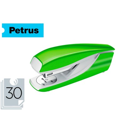 Grapadora petrus mod 635 wow verde metalizada capacidad 30 hojas