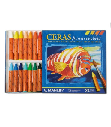 Lapices cera manley acuarelable caja de 24 unidades colores surtidos