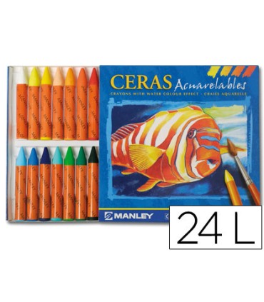 Lapices cera manley acuarelable caja de 24 unidades colores surtidos