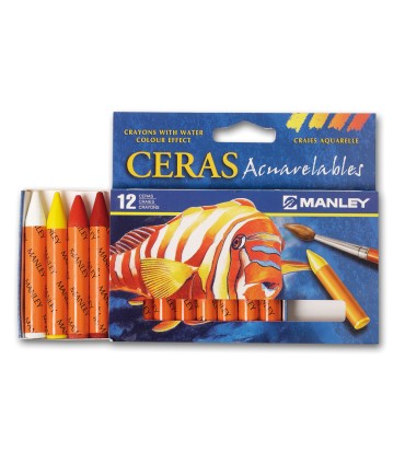 Lapices cera manley acuarelable caja de 12 unidades colores surtidos