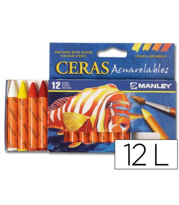 Lapices cera manley acuarelable caja de 12 unidades colores surtidos