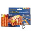 Lapices cera manley acuarelable caja de 12 unidades colores surtidos