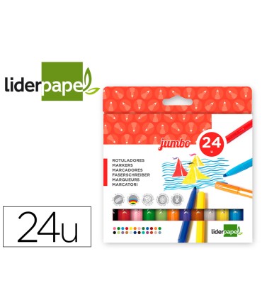 Rotulador liderpapel jumbo caja de 24 unidades colores surtidos