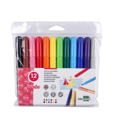 Rotulador liderpapel jumbo bolsa 12 unidades colores surtidos