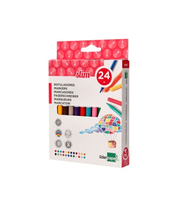 Rotulador liderpapel slim caja de 24 unidades colores surtidos