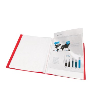 Carpeta liderpapel escaparate 47490 30 fundas polipropileno din a4 rojo translucido