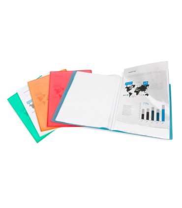 Carpeta liderpapel escaparate 47481 10 fundas polipropileno traslucida din a4 naranja frosty