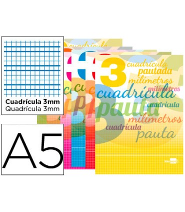 Libreta liderpapel pautaguia tapa cartoncillo 32 hojas din a5 70 g cuadriculado pautado 3 mm con margen