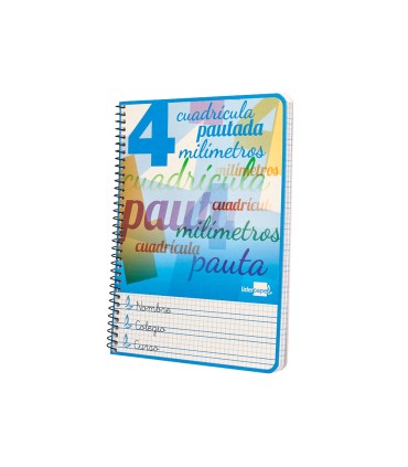 Cuaderno espiral liderpapel cuarto pautaguia tapa blanda 40h 75 gr cuadro pautado 4mm colores surtidos