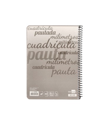 Cuaderno espiral liderpapel cuarto pautaguia tapa blanda 40h 75 gr cuadro pautado 4mm colores surtidos