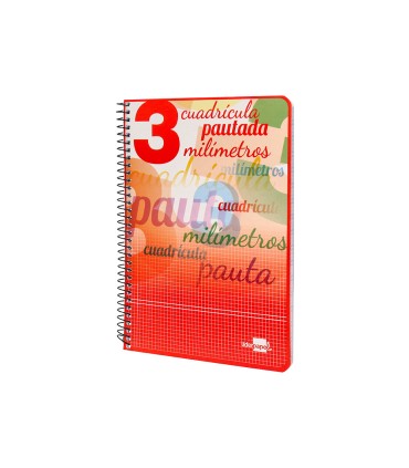 Cuaderno espiral liderpapel cuarto pautaguia tapa blanda 40h 75 gr cuadro pautado 3 mm con margen colores surtidos