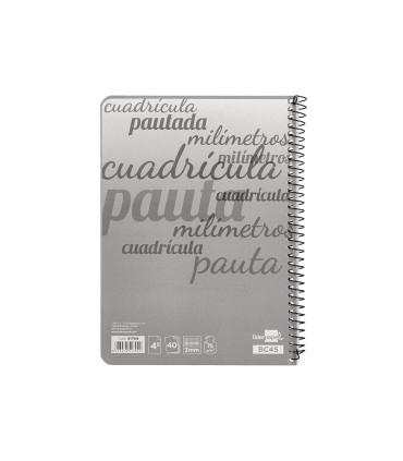 Cuaderno espiral liderpapel cuarto pautaguia tapa blanda 40h 75 gr cuadro pautado 3 mm con margen colores surtidos