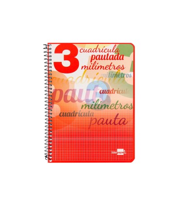 Cuaderno espiral liderpapel cuarto pautaguia tapa blanda 40h 75 gr cuadro pautado 3 mm con margen colores surtidos