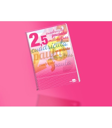 Cuaderno espiral liderpapel folio pautaguia tapa blanda 80h 75 gr cuadro pautado 25mm con margen colores surtidos