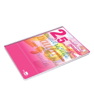 Cuaderno espiral liderpapel folio pautaguia tapa blanda 80h 75 gr cuadro pautado 25mm con margen colores surtidos