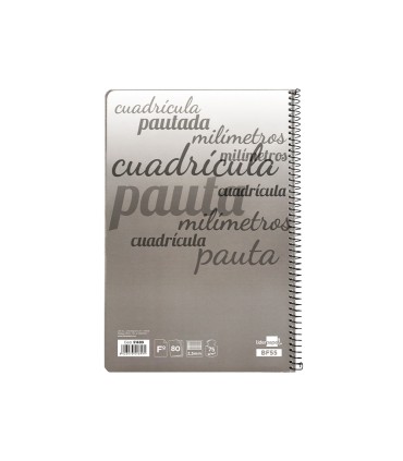 Cuaderno espiral liderpapel folio pautaguia tapa blanda 80h 75 gr cuadro pautado 25mm con margen colores surtidos