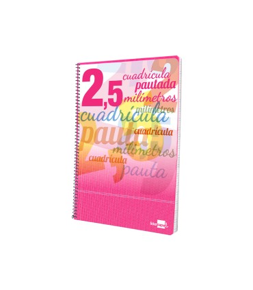 Cuaderno espiral liderpapel folio pautaguia tapa blanda 80h 75 gr cuadro pautado 25mm con margen colores surtidos