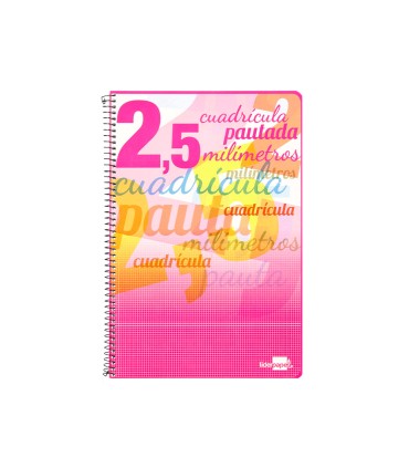 Cuaderno espiral liderpapel folio pautaguia tapa blanda 80h 75 gr cuadro pautado 25mm con margen colores surtidos