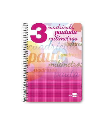 Cuaderno espiral liderpapel folio pautaguia tapa blanda 80h 75 gr cuadro pautado 3mm con margen colores surtidos