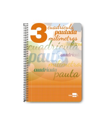 Cuaderno espiral liderpapel folio pautaguia tapa blanda 80h 75 gr cuadro pautado 3mm con margen colores surtidos