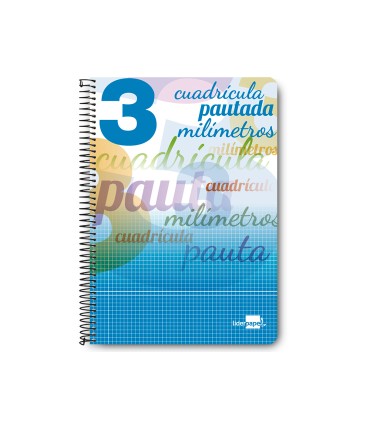 Cuaderno espiral liderpapel folio pautaguia tapa blanda 80h 75 gr cuadro pautado 3mm con margen colores surtidos