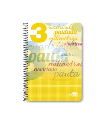 Cuaderno espiral liderpapel folio pautaguia tapa blanda 80h 75 gr cuadro pautado 3mm con margen colores surtidos