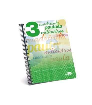 Cuaderno espiral liderpapel folio pautaguia tapa blanda 80h 75 gr cuadro pautado 3mm con margen colores surtidos