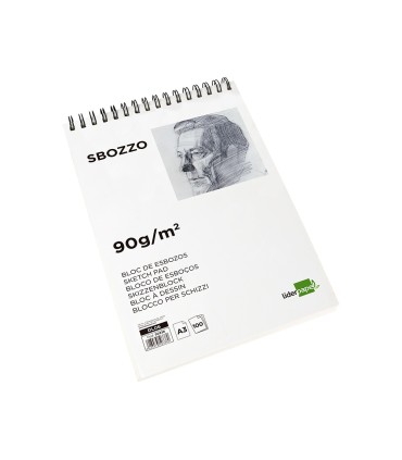 Bloc dibujo liderpapel esbozos espiral a3 297x420mm 100 hojas 90gr m2 sin recuadro